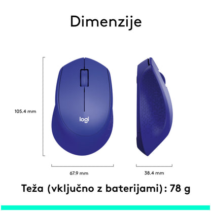Miš Logitech brezžična optična M330 modra silent plus (910-004910)
