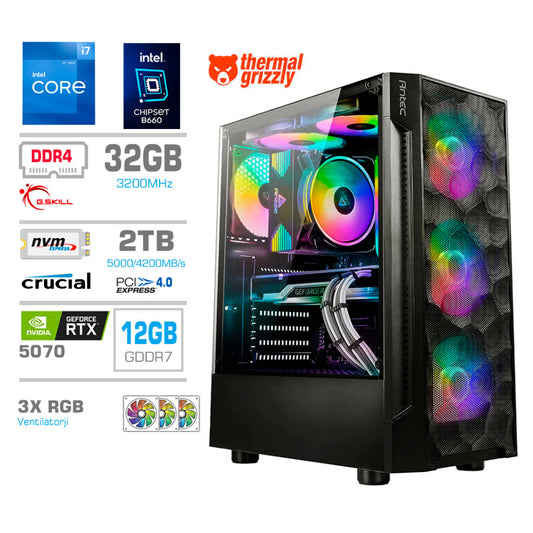 Računalnik MEGA TWR S7 i7-12700K/RTX5070/32GB/2TB-4.0/750W/Brez OS RGB