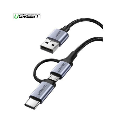 Kabel USB-A(m) => Micro USB/USB-C(m) 1,00m pleten ovoj črn Ugreen (30875)