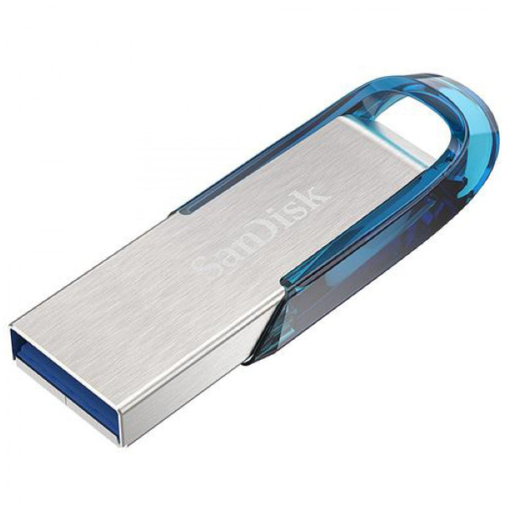 Spominski ključek 64GB USB 3.0 Sandisk Ultra Flair 150MB/s - kovinski/brez pokrovčka/moder-srebrn (SDCZ73-064G-G46B)