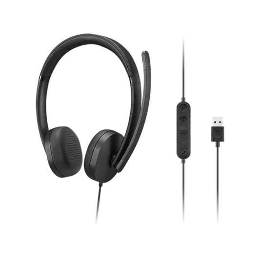 Slušalke žične Lenovo naglavne z mikrofonom USB Stereo Headset Gen 2 črna nadzor glasnosti (4XD1P83425)