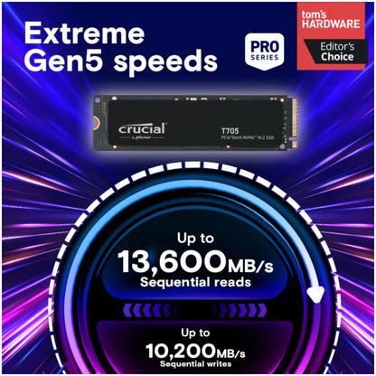 Disk SSD M.2 NVMe PCIe 5.0 1TB Crucial T705 2280 13600/10200MB/s (CT1000T705SSD3)