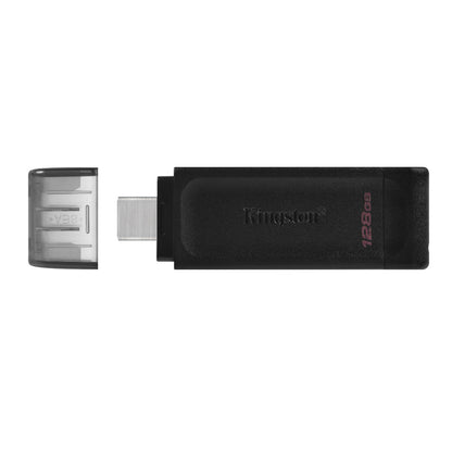 Spominski ključek 128GB USB-C Kingston DT70 80MB/s plastičen s pokrovčkom črn (DT70/128GB)