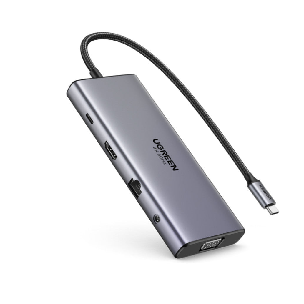 Priklopna postaja USB-C => Ugreen 11v1 1xVGA 1xHDMI 2xUSB3.2 2xUSB-C 100W 1xLAN 1x3,5mm (45520)