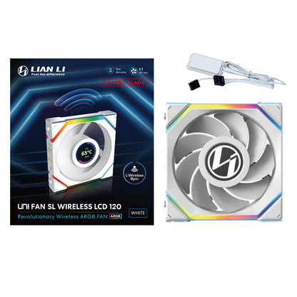 Ventilator Lian-Li UNI FAN SL Wireless LCD Reverse Blade 120mm bela ARGB