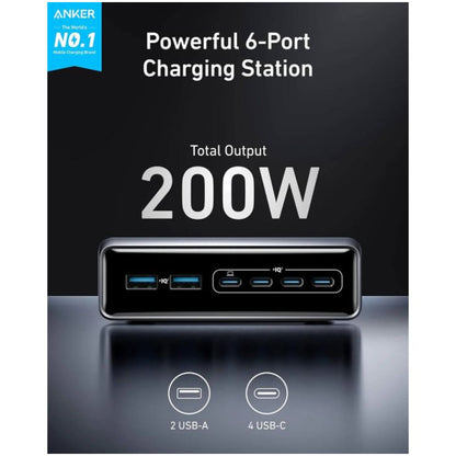 Hišni polnilec 100-240V => 4xUSB-C 2xUSB-A 200W Anker Prime GaN (A2683341)