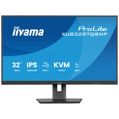 Monitor Iiyama 80 cm (31,5") XUB3297QSNP-B1 2560x1440 100Hz IPS 1ms HDMI DisplayPort USB-C 95W DP-Out 2xUSB3.2 2xUSB-C-Out Pivot Zvočniki 2x2,5W  sRGB99% AdaptiveSync RJ45 KVM ProLite