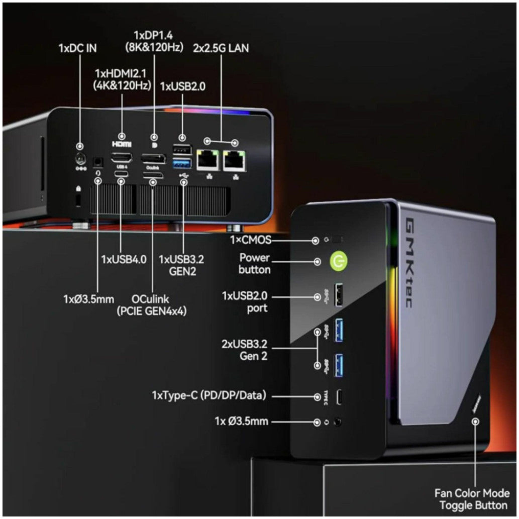 Mini računalnik GMKtec PC K12 AMD Ryzen7 H255 32GB RAM 1TB SSD Radeon 780M NucBox