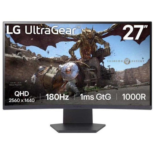 Monitor LG 68,6 cm (27,0") 27GS60QC 2560x1440 Curved Gaming 180Hz VA 1ms 2xHDMI DisplayPort Pivot  sRGB99% FreeSync Premium G-Sync Compatible HDR10 UltraGear