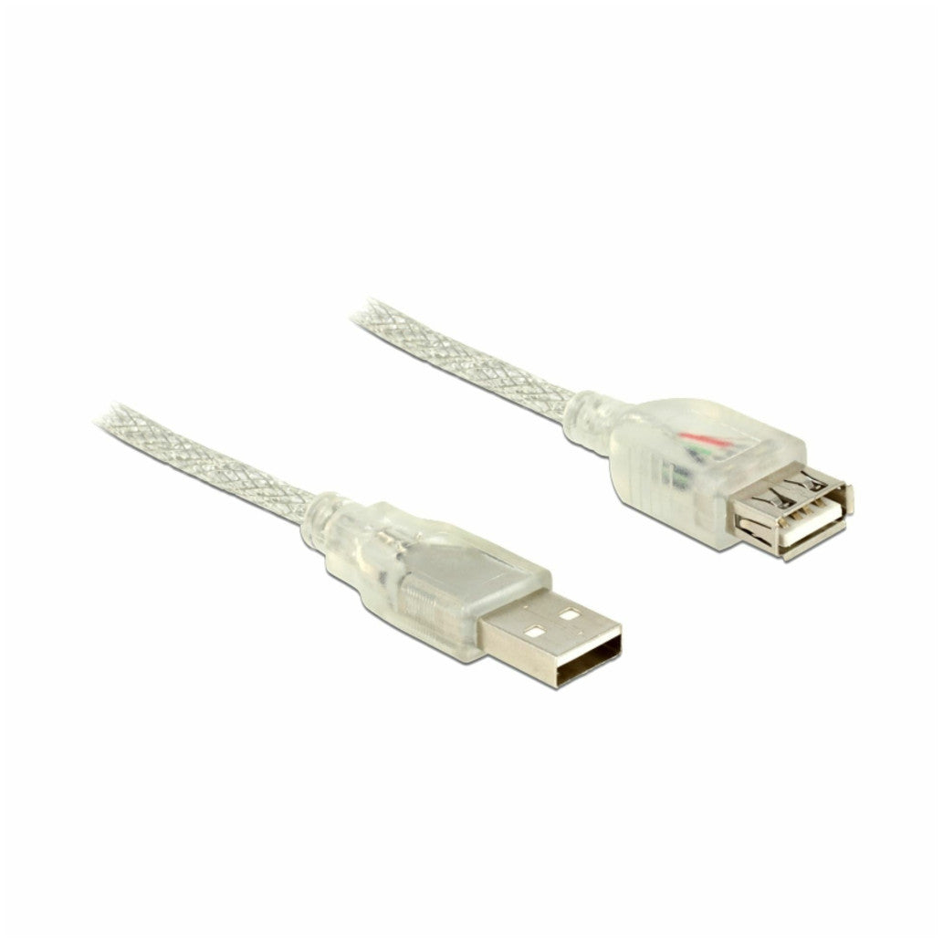 Kabel USB-A => USB-A 2.0 Podaljšek 3m Delock transparent dvojno oklopljen (83884)