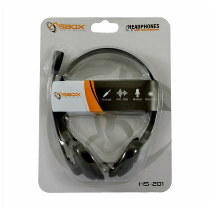 Slušalke žične SBOX naglavne z mikrofonom 2x3,5mm HS-201 črne (HS-201)