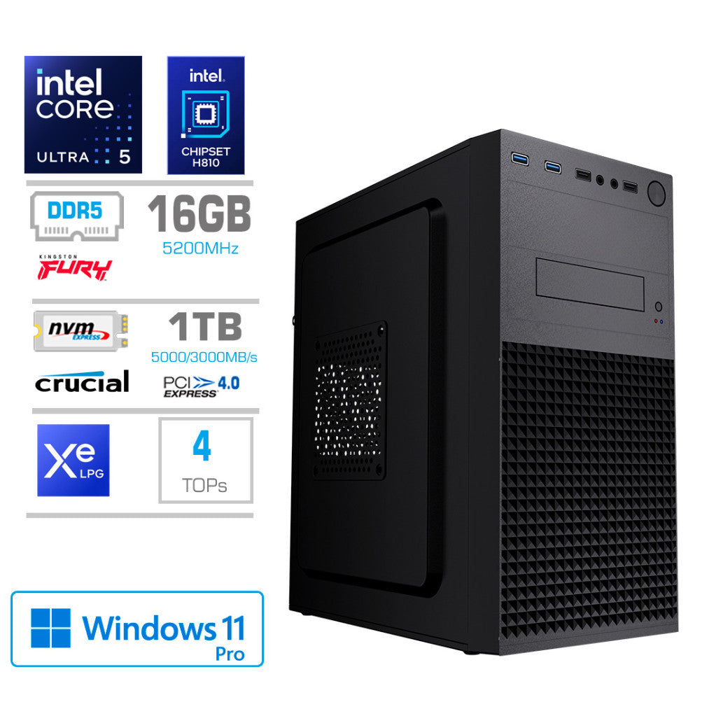 Računalnik MEGA MT S4 Ultra 5-245K/Intel grafika/16GB-DDR5/1TB/450W/Win11Pro