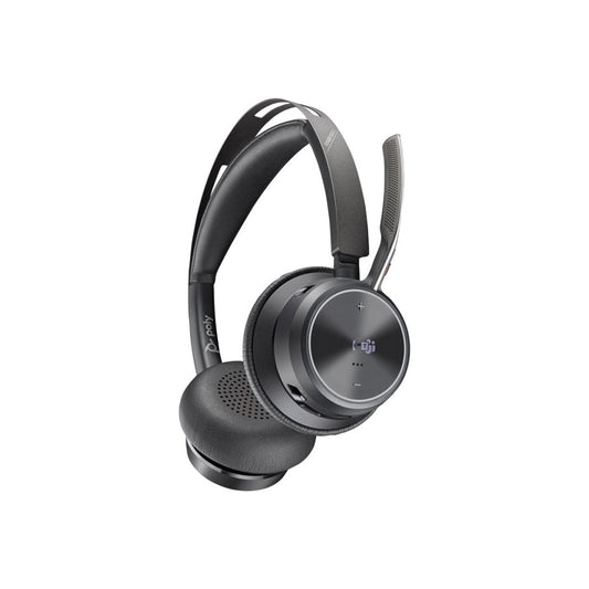 Slušalke brezžične HP naglavne z mikrofonom BT USB-C/USB-A Voyager Focus 2 črna ANC s stojalom za polnjenje (9T9J6AA#AC3)