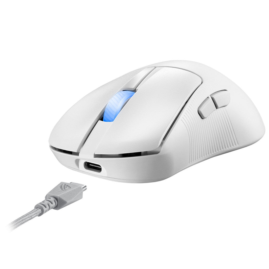 Miš Asus brezžična + Bluetooth USB-C Keris II Ace optična gaming AimPoint 4200DPI bela (90MP03N0-BMUA10)