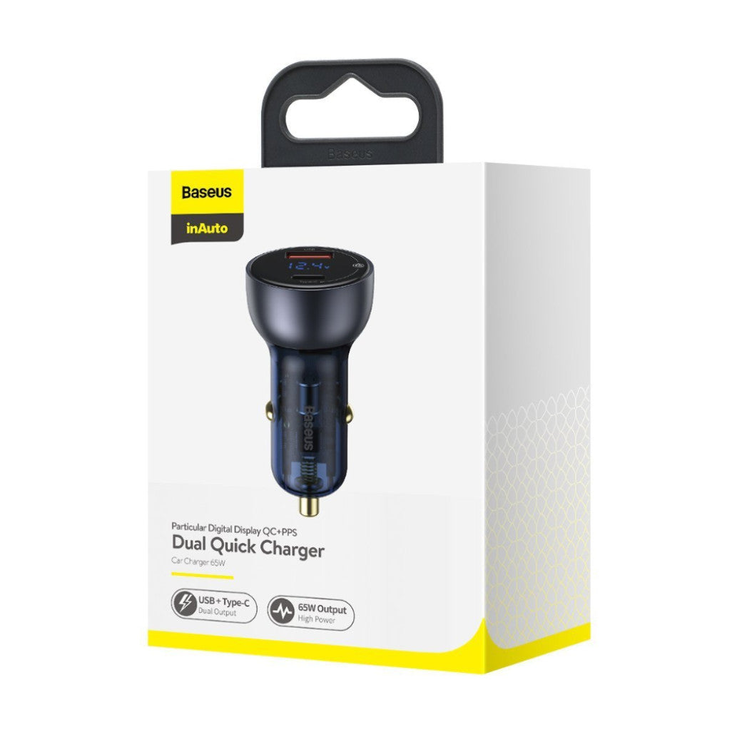Avto polnilec 12V/24V => USB-A + USB-C 65W PD + PPS + QC Baseus (CCKX-C0G)