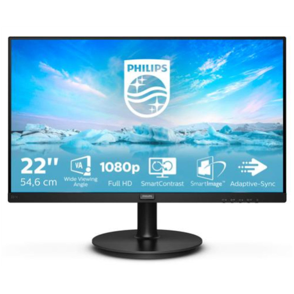 Monitor Philips 54,6 cm (21,5") 221V8A 1920x1080 75Hz IPS 4ms VGA HDMI Zvočniki  3H srGB V-Line