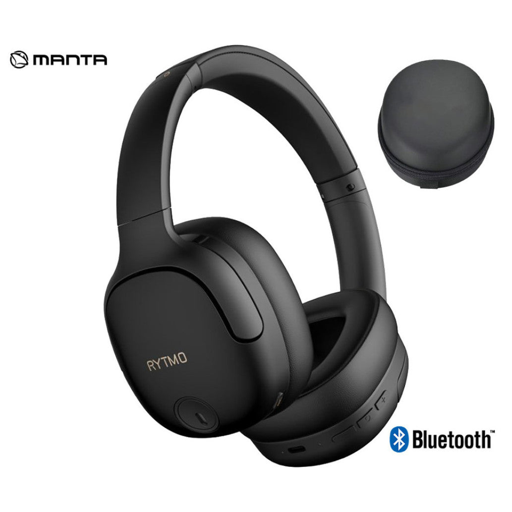 Slušalke brezžične Manta naglavne BT RYTMO ELEGANCE črne ANC Bluetooth (SLU-MAN-RYT-HDP1001BK)