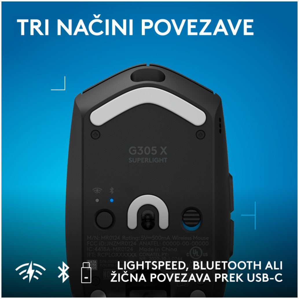 Gaming miška brezžična Logitech G305 X Superlight, črna (910-007739)