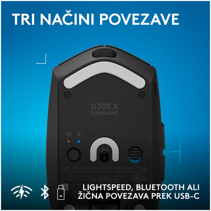 Gaming miška brezžična Logitech G305 X Superlight, črna (910-007739)