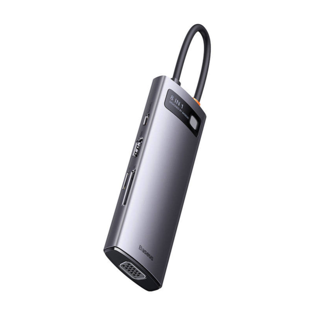 Priklopna postaja USB-C =>BASEUS 1xHDMI 1xVGA 3xUSB3.0 1xUSB-C PD100W Čitalec kartic (WKWG050013)