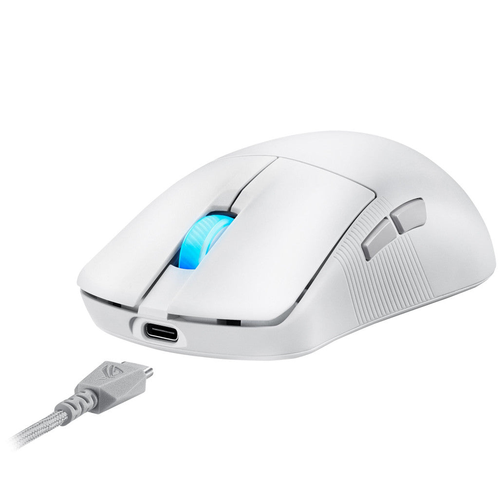 Miš Asus brezžična + Bluetooth USB-C Harpe Ace Mini optična gaming 4200DPI bela (90MP03Z0-BMUA10)