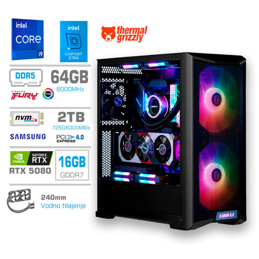 Računalnik MEGA TWR S10 i9-14900KF/RTX5080/64GB-DDR5/2TB/1000W/Brez OS/črna RGB