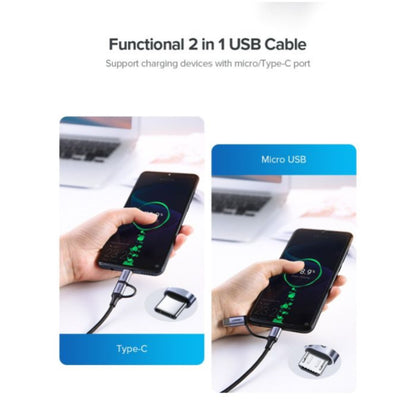 Kabel USB-A(m) => Micro USB/USB-C(m) 1,00m pleten ovoj črn Ugreen (30875)