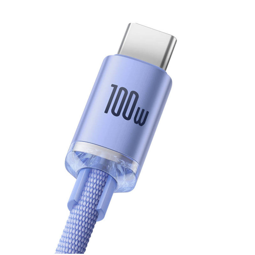 Kabel USB-C => USB-A 2.0 tekstil ovoj 2,00m 5A Baseus Crystal Shine – vijolčen (CAJY000505)