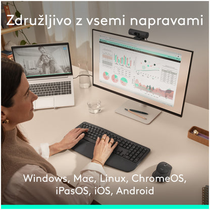 Tipkovnica in miš Logitech brezžična + Bluetooth MK880 Signature Comfort Plus grafitna Slovenski nabor znakov (920-014161)