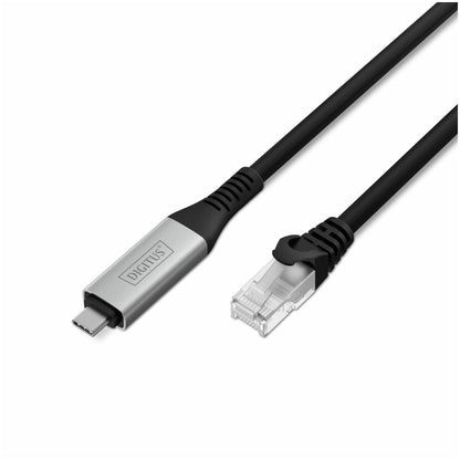 Kabel USB-C(m) => UTP Cat6a RJ45 2,00m 1Gb/s Digitus črn (AK-300601-020-S)