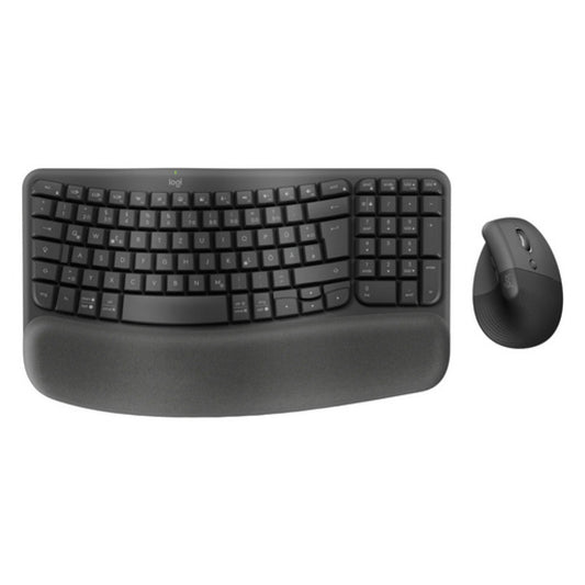 Tipkovnica in miš Logitech Bluetooth + USB ergonomska Wave Keys in Lift COMBO SLO grafitna (920-013635)
