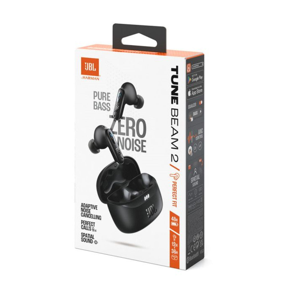 Slušalke brezžične JBL ušesne z mikrofonom BT Tune Beam 2 črna (JBLTBEAM2BLK)