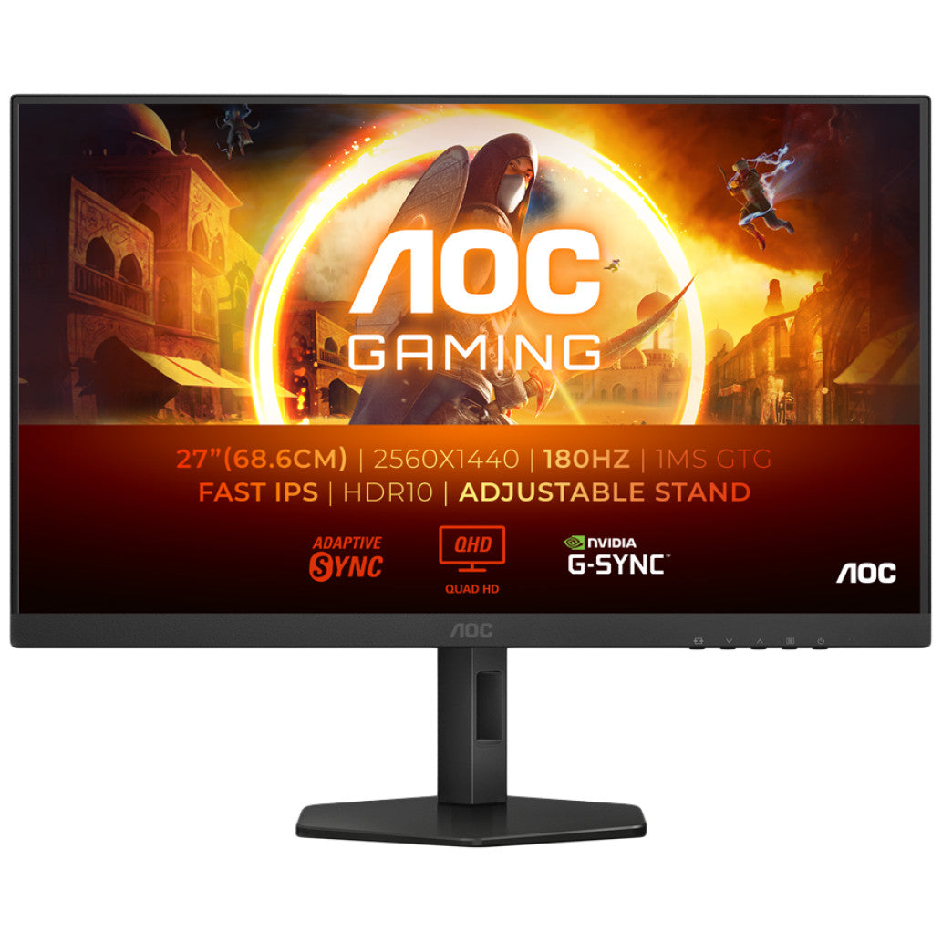 Monitor AOC 68,6 cm (27,0") Q27G4XF 2560x1440 Gaming 180Hz Fast-IPS 0,5ms 2xHDMI DisplayPort Pivot  DCI-P3-93% AdaptiveSync G-Sync Compatible HDR10 G4 Series