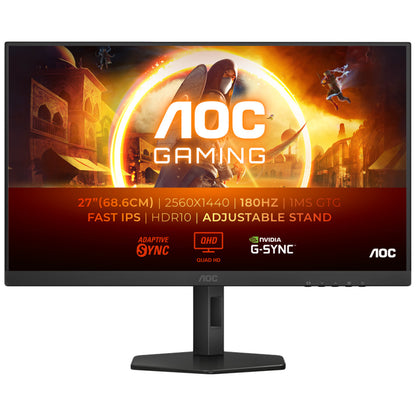 Monitor AOC 68,6 cm (27,0") Q27G4XF 2560x1440 Gaming 180Hz Fast-IPS 0,5ms 2xHDMI DisplayPort Pivot  DCI-P3-93% AdaptiveSync G-Sync Compatible HDR10 G4 Series