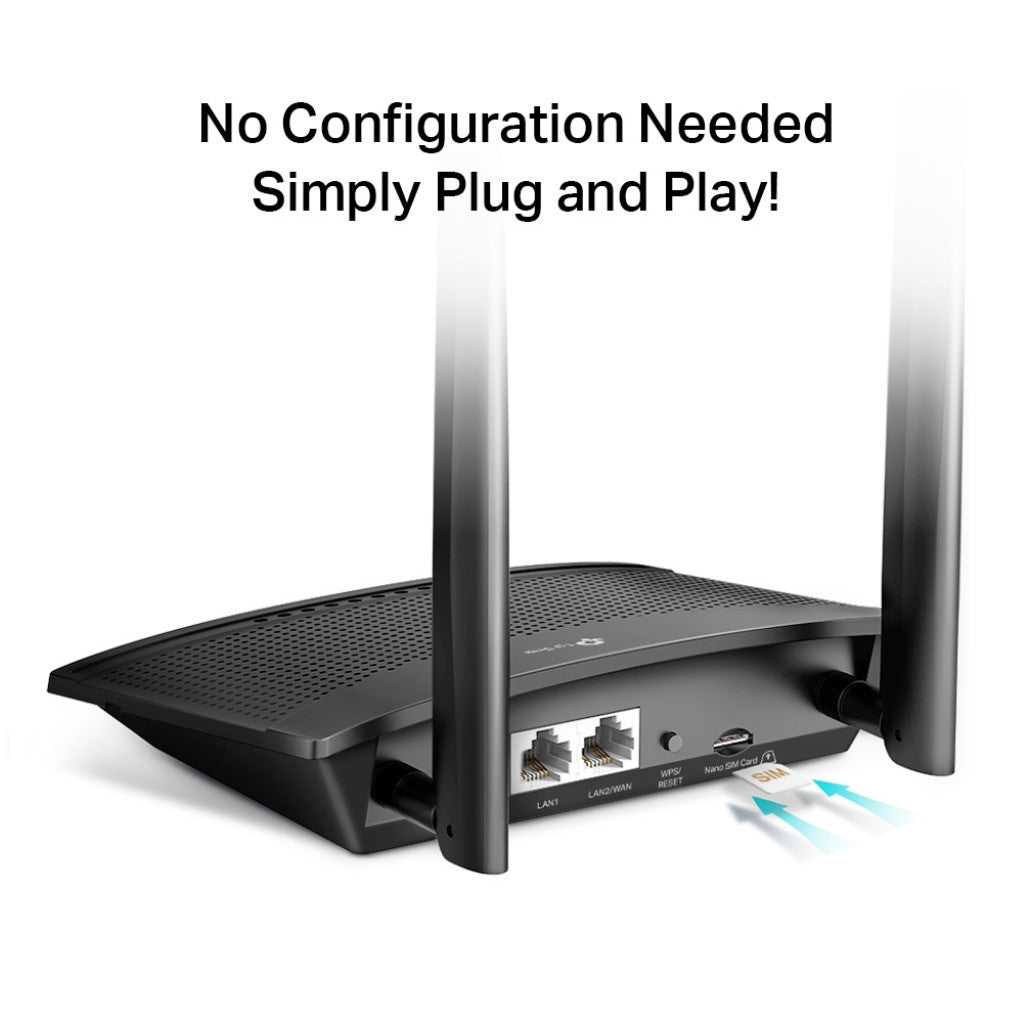 Usmerjevalnik brezžični TP-Link TL-MR100 WiFi4 802.11n N300 300Mbit/s 4G 2xLAN+1xWAN 2x antena