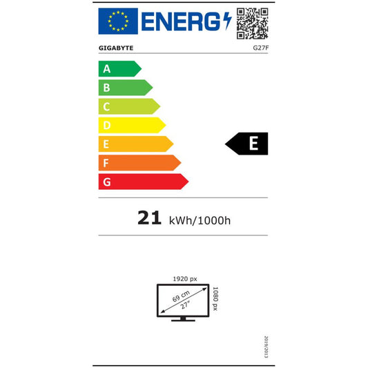 Monitor GigaByte 68,6 cm (27,0") G27F 2 1920x1080 Gaming 170Hz IPS 1ms 2xHDMI DisplayPort 2xUSB3.2 HAS  sRGB130% FreeSync Premium