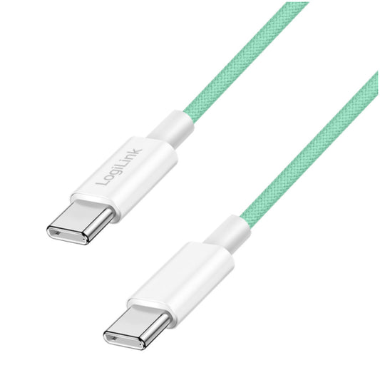 Kabel USB-C (m) => USB-C (m) 2.0 najlon ovoj 1,0m 60W 3A/20V 480Mbps PD3 zelen LogiLink (CU0347)