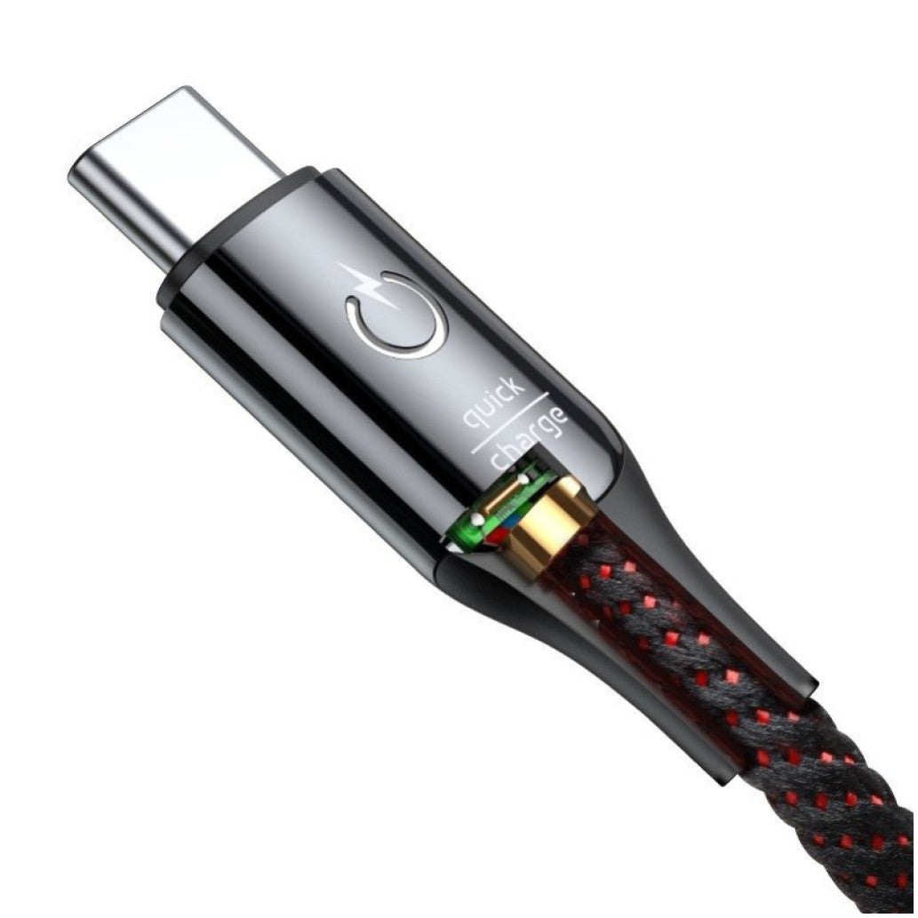 Kabel USB-C => USB-A 2.0 tekstil ovoj 1,00m 5V/3A QC3 LED indikator polnjenja Baseus črn(CATCD-01)