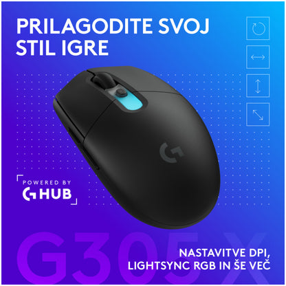 Gaming miška brezžična Logitech G305 X Superlight, črna (910-007739)