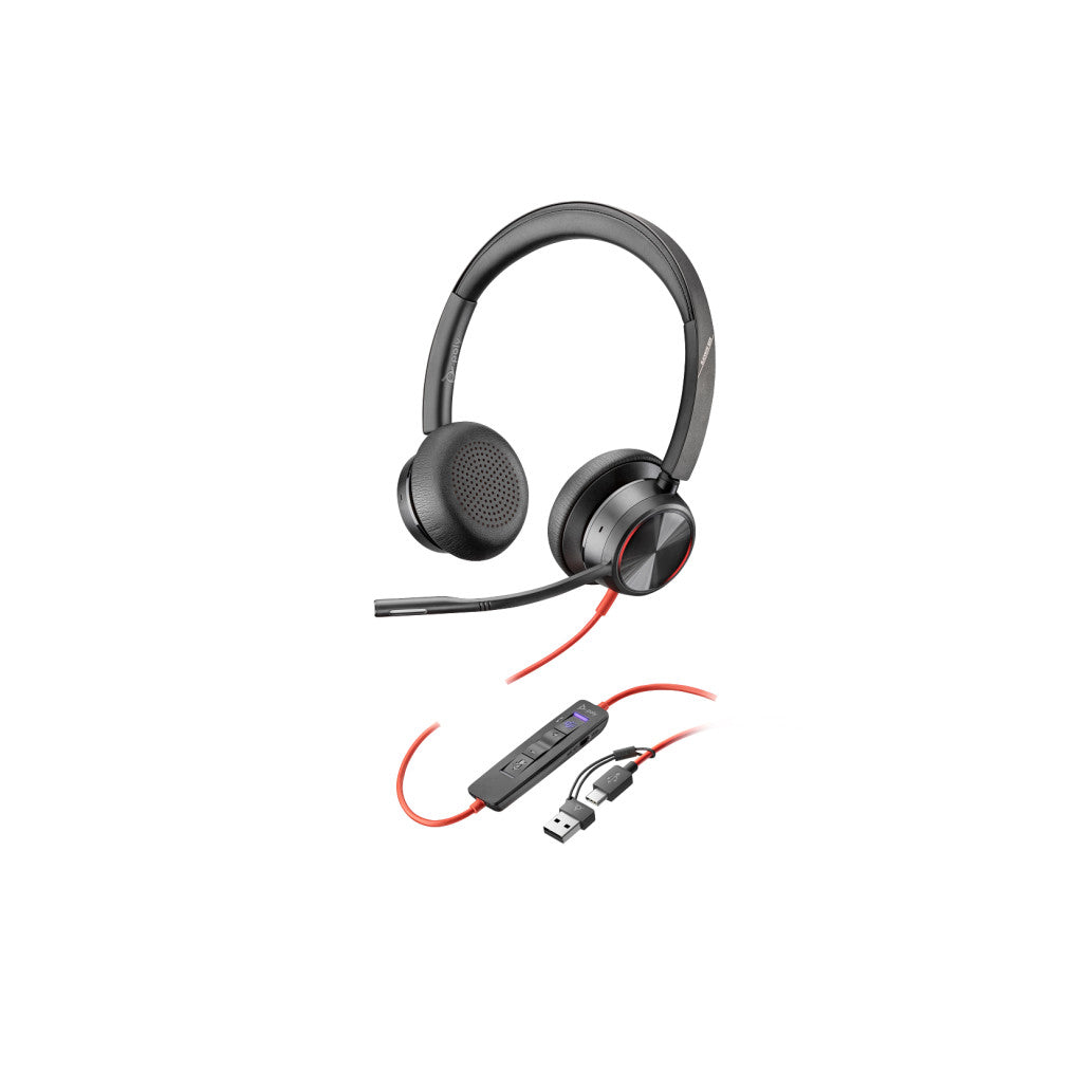 Slušalke žične Poly naglavne z mikrofonom USB-C/USB-A Blackwire 8225 Stereo MS Teams črna (8X225AA)