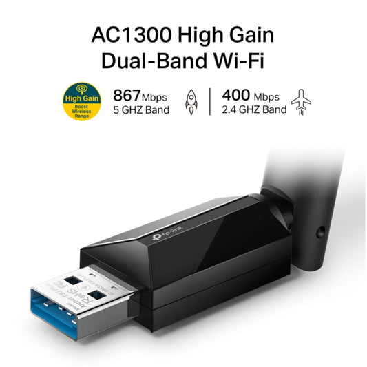 Brezžični mrežni adapter USB 3.0 TP-Link Archer WiFi5 802.11ac AC1300 1x antena (Archer T3U Plus)