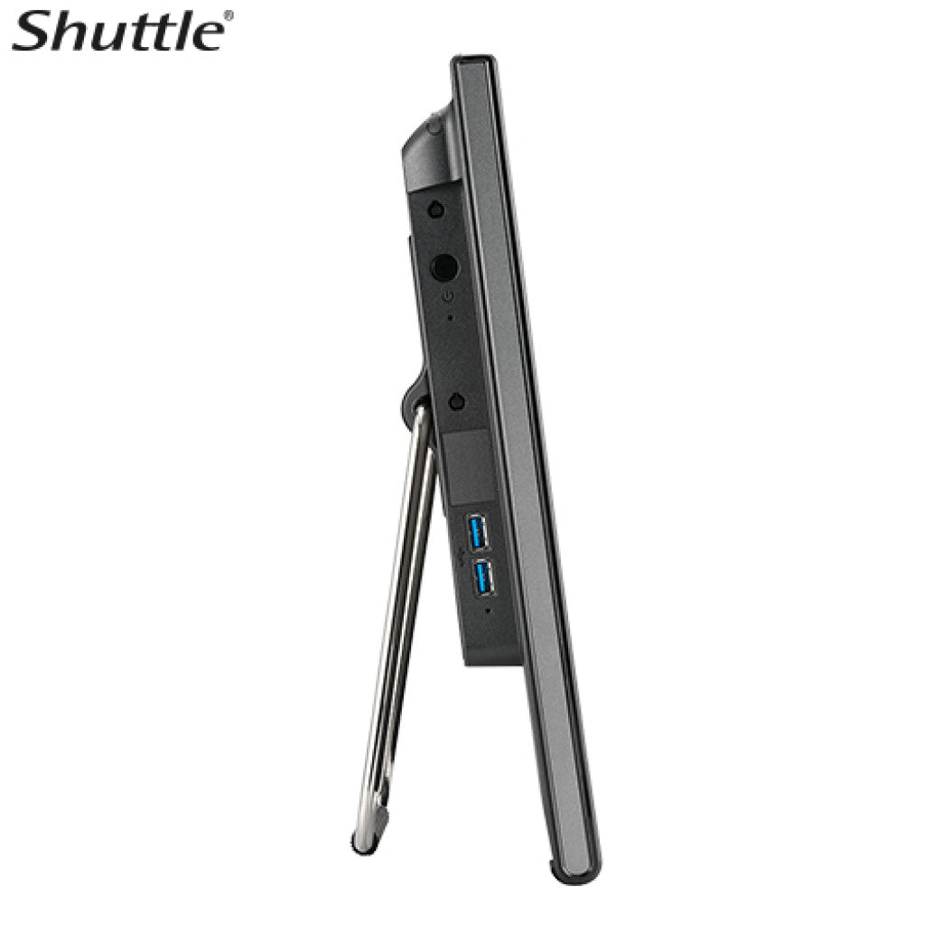 Računalnik AIO Shuttle 39,6 cm 15,6" 1366x768 X50V9 na dotik Celeron 7305/8GB /240GB/-/Intel grafika VGA HDMI /65W-88%/Win11Pro črna (X50V9B-CTO2)