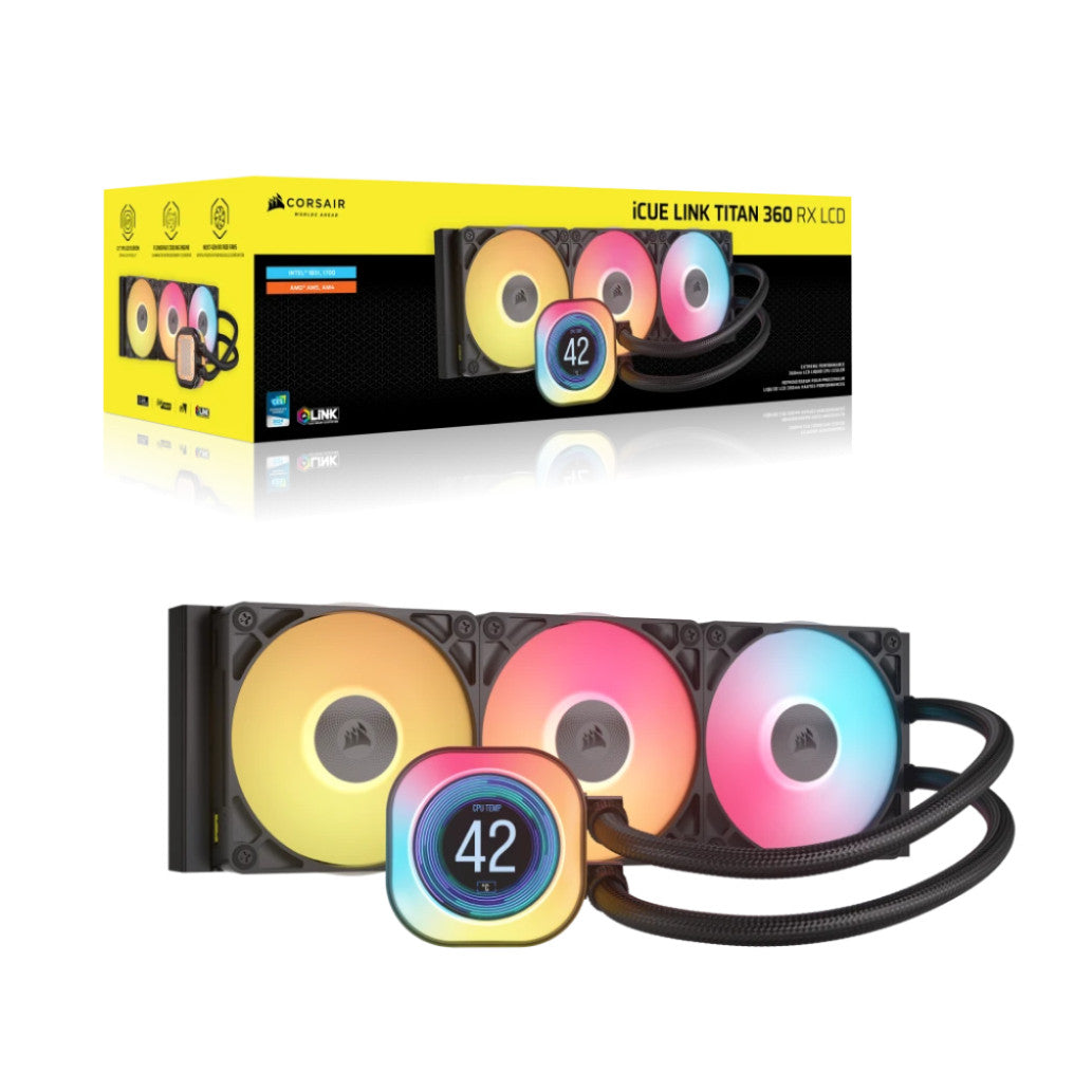 Vodno hlajenje Corsair iCUE LINK Titan 360 RX LCD - 360mm RGB črna (CW-9061023-WW)