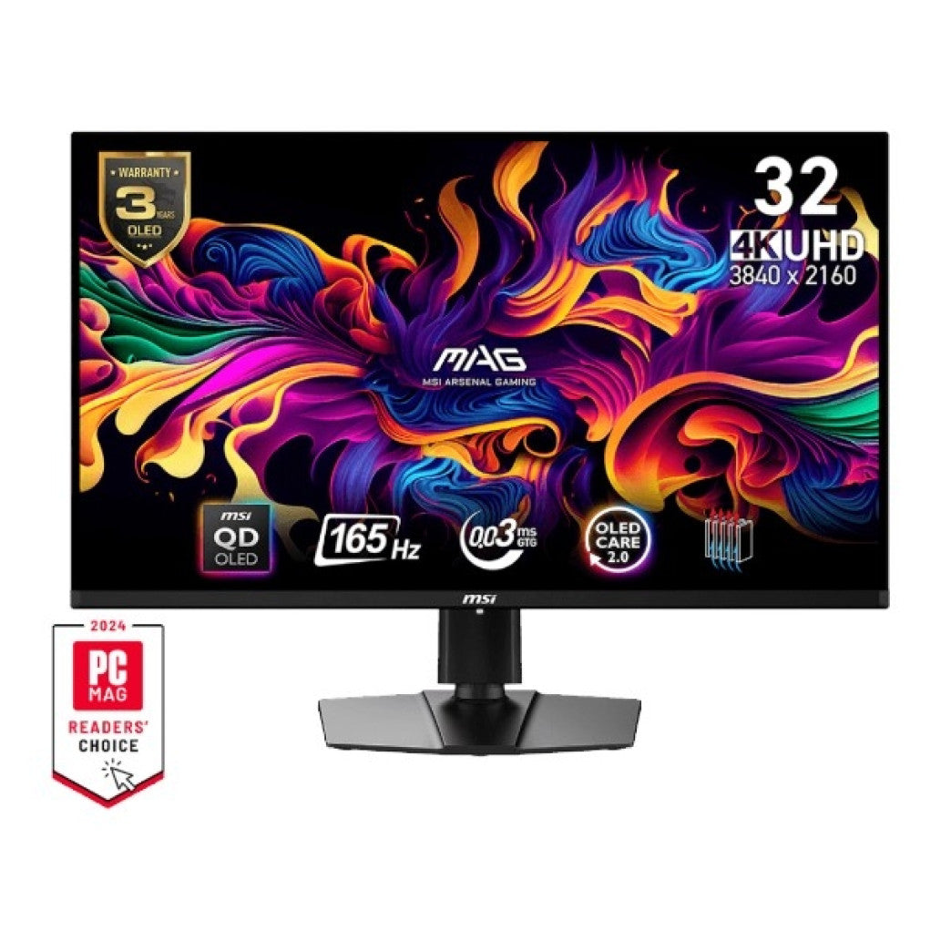 Monitor MSI 80 cm (31,5") MAG 321UP QD-OLED 3840x2160 Gaming 165Hz QD-OLED 0,03ms 2xHDMI DisplayPort USB-C 15W Pivot  DCI-P3-99% AdaptiveSync MAG