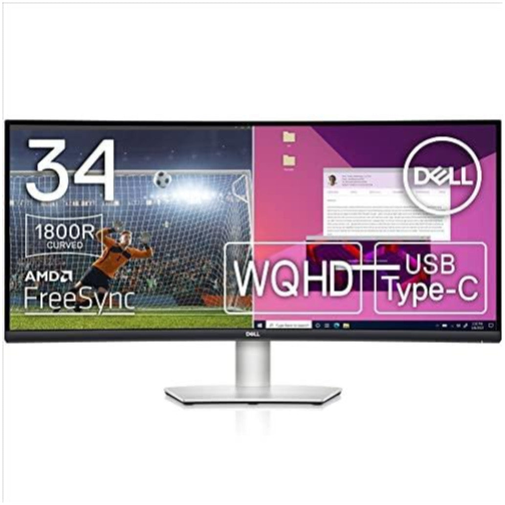 Monitor Dell 86,4 cm (34,0") S3423DWC 3440x1440 Curved 100Hz VA 4ms 2xHDMI DisplayPort USB-C 65W 2xUSB3.2 HAS  3H sRGB99% FreeSync KVM-Auto EOL