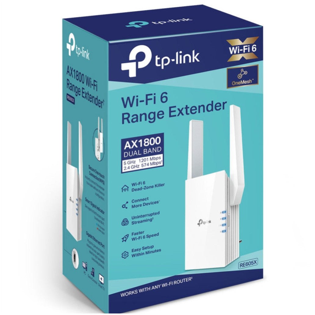 Razširitev brezžičnega omrežja TP-Link RE605X WiFi6 802.11ax AX1800 1200Mbit/s 1xRJ45 2x antena (RE605X)