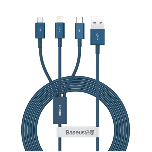 Kabel USB A => micro USB / USB-C / Lightning 3.5A 1.20m Baseus 3v1 - moder (CAMLTYS-03)