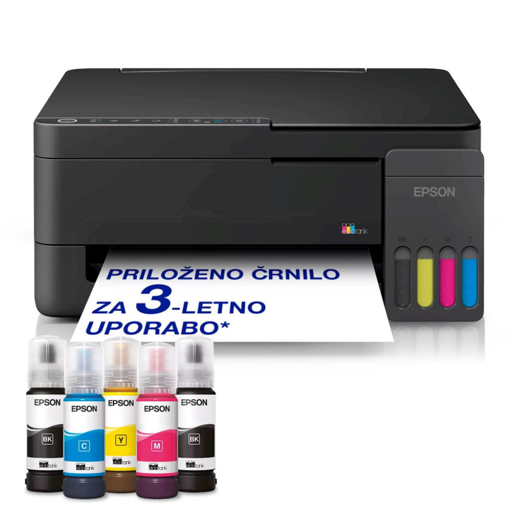 Tiskalnik multifunkcijski brizgalni barvni Epson EcoTank L3350 A4 enostransko skeniranje USB WiFi 11ppm (C11CL62409)