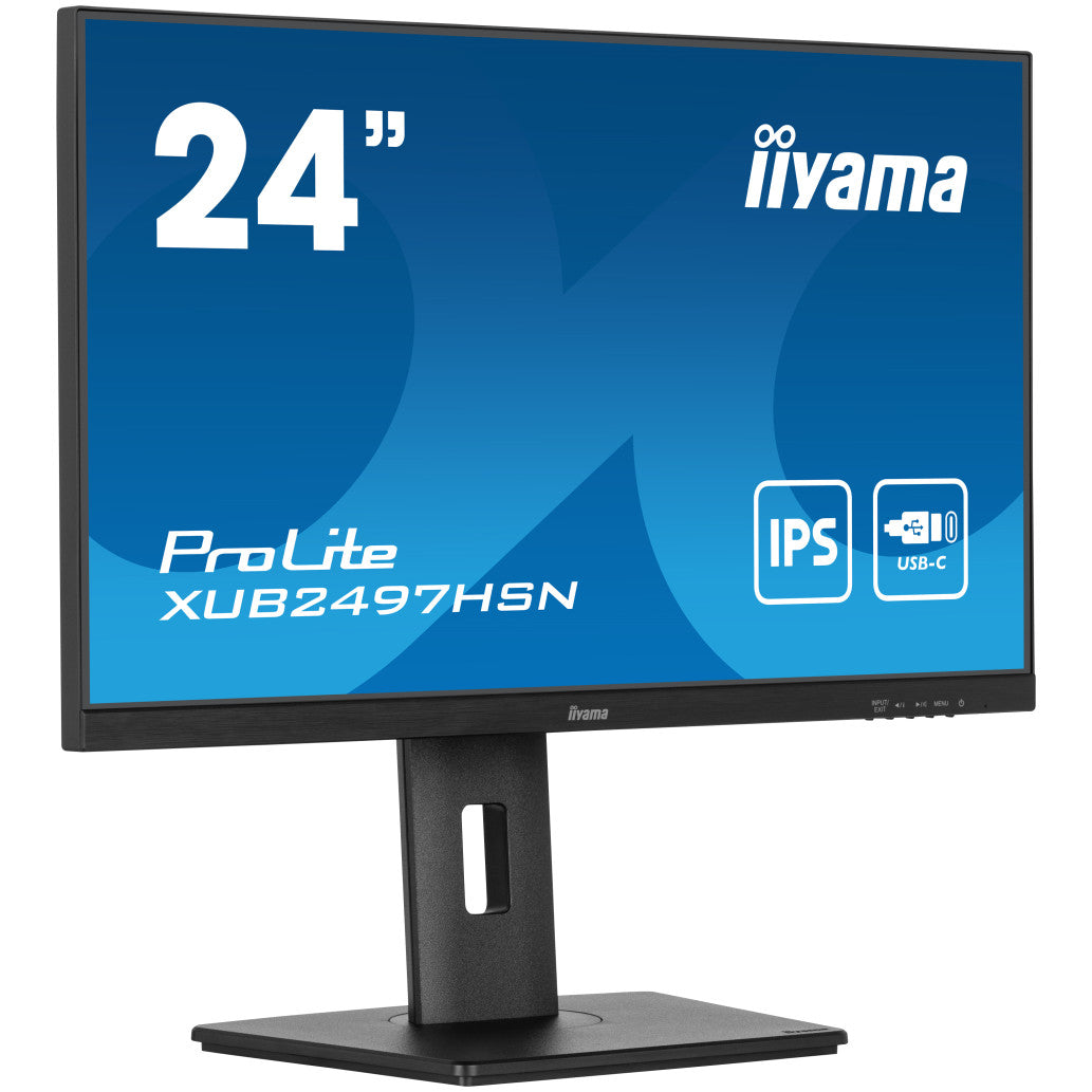 Monitor Iiyama 60,5 cm (23,8") XUB2497HSN-B2 1920x1080 100Hz IPS 1ms HDMI DisplayPort USB-C 65W DP-Out 4xUSB3.2 Pivot Zvočniki  sRGB99% RJ45 ProLite Daisy Chain