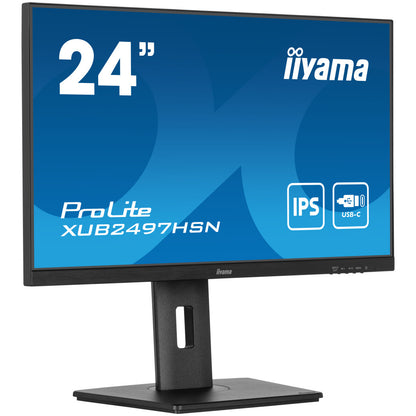 Monitor Iiyama 60,5 cm (23,8") XUB2497HSN-B2 1920x1080 100Hz IPS 1ms HDMI DisplayPort USB-C 65W DP-Out 4xUSB3.2 Pivot Zvočniki  sRGB99% RJ45 ProLite Daisy Chain